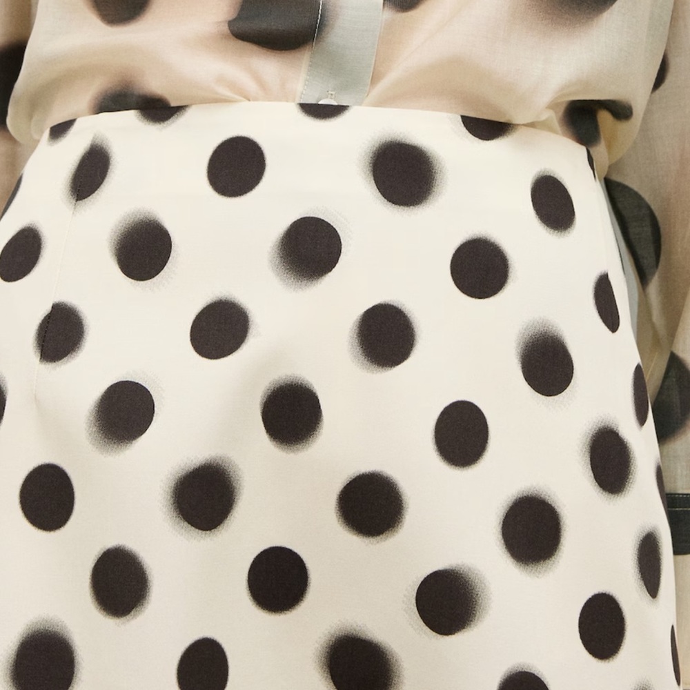 Mango Cream and Black Polka Dot A-Line Skirt